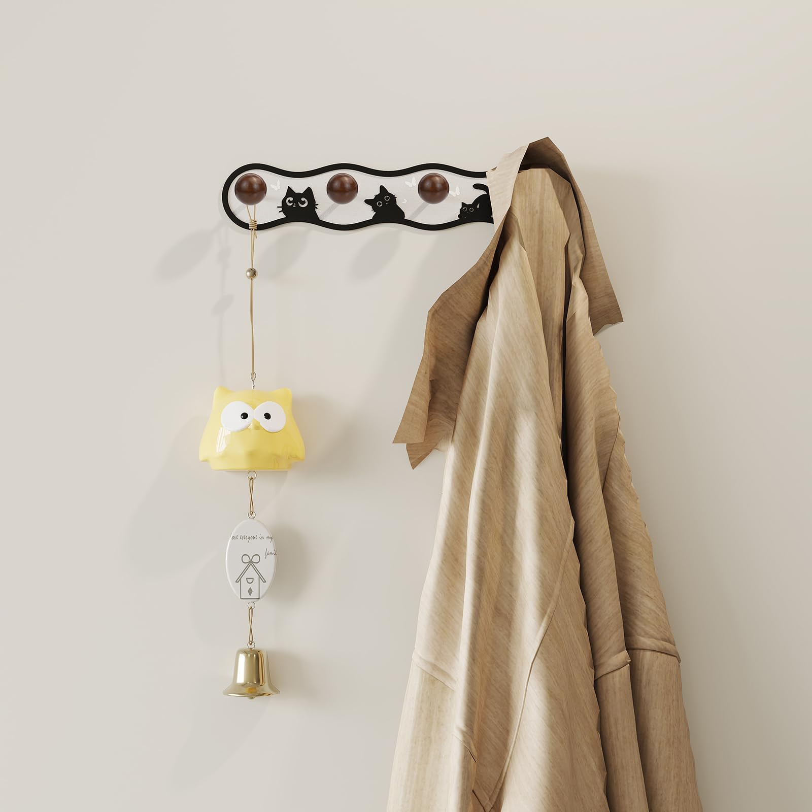 Perchero de pared, bonito perchero de pared con ganchos, soporte de pared de metal para entrada, baño, dormitorio, abrigos, sombreros, ropa