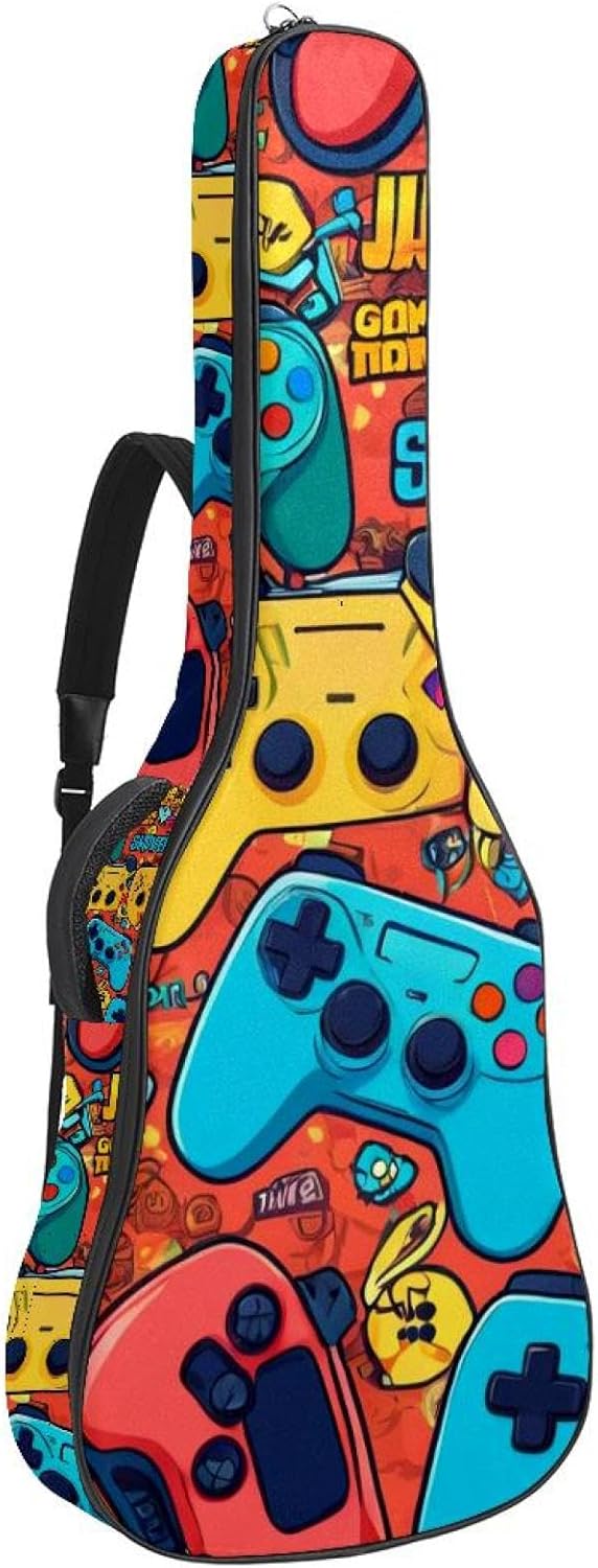 Art Game Controller Guitar Bag 40 41 42 In 2 Pockets Guitar Case Waterproof Guitar Case Resistent Oxford Cloth 0.4 In Extra Thick Sponge Padded for Acoustic Guitar