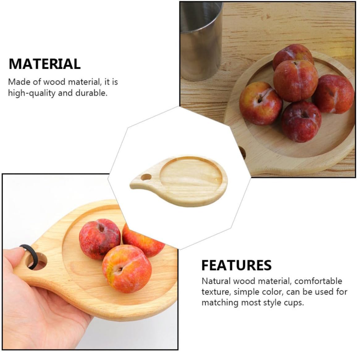 Wooden Cutting Board and Pot Mat, Beige Thick Wood Serving Tray