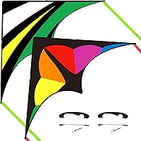 Vista 1 de Large Rainbow Delta Kite for Kids & Adults,Single Line Beach Kite for Kids Ages 4-8 & 8-12,Easy to Fly for Toddlers and Beginners