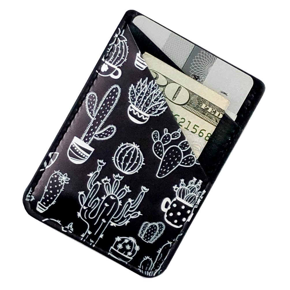 Ac.y.c Phone Card Holder, Ultra Thin PU Leather 3M Adhesive Stick-on ID Credit Card Wallet Sticker Case Pouch Pocket for Back of iPhone,Android and Smartphones (Cactus)