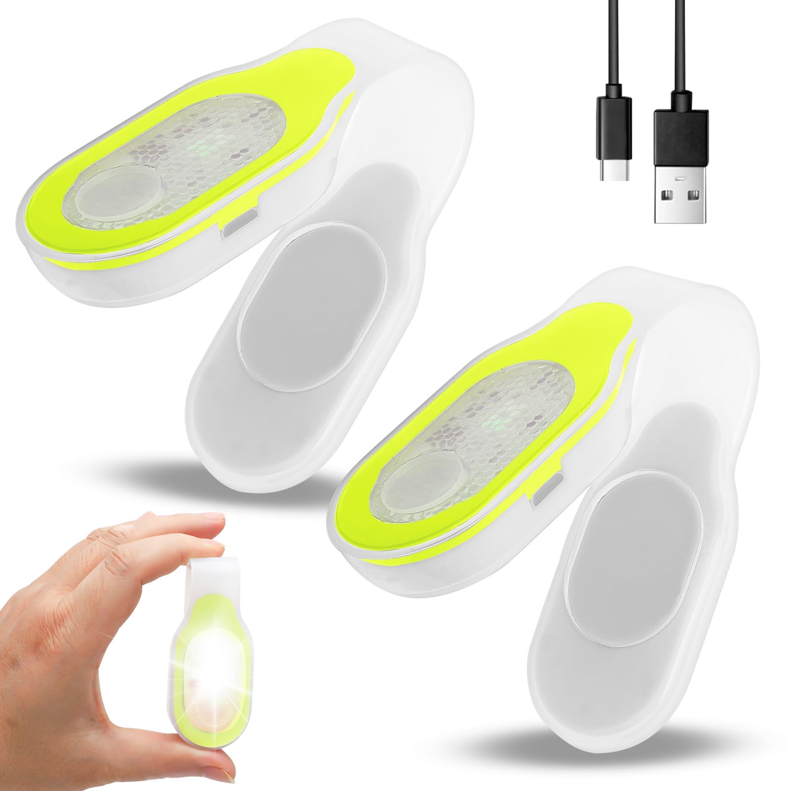 RANJIMA Luz Nocturna De Enfermería: 2 Unidades De Lámpara LED Con Clip, Mini Linterna Recargable Por USB, Linterna Con Clip En La Ropa, Luz De Seguridad LED, Mochila Escolar