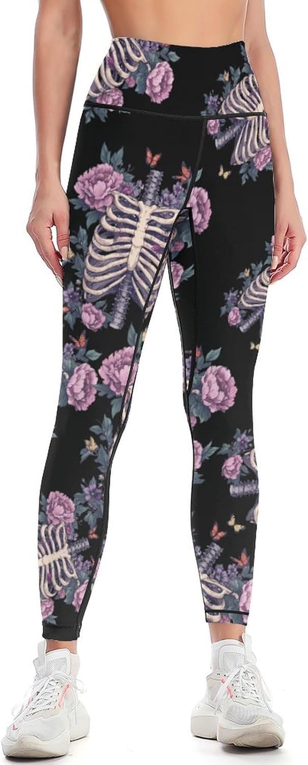 Skeleton Gothic Halloween Yoga Pants Running Lounge Pant High Waist Leggings for Women