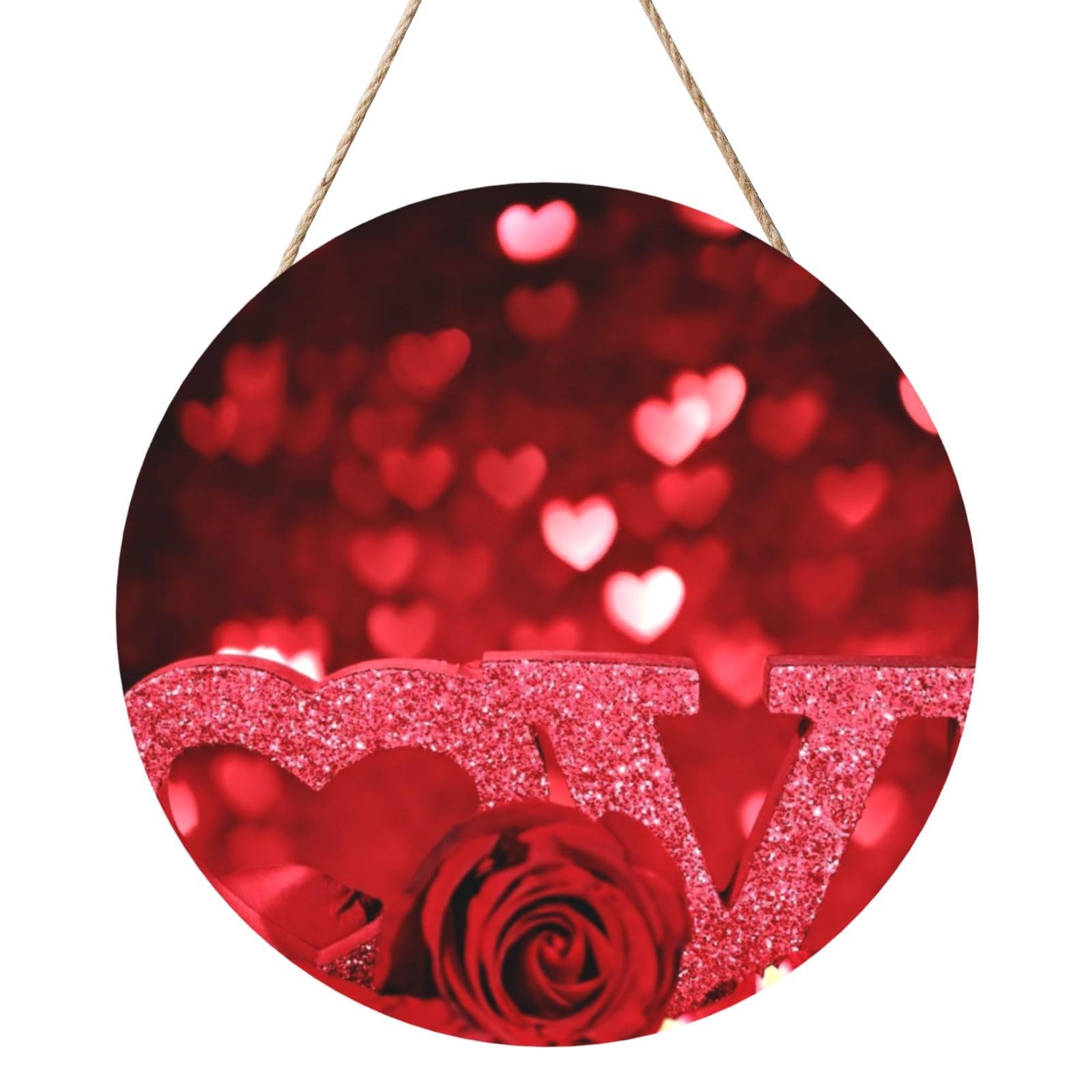 InOmak Valentines Day Printed, Round Wood Panel Painting 12 in, Wall Hanging Painting For Home