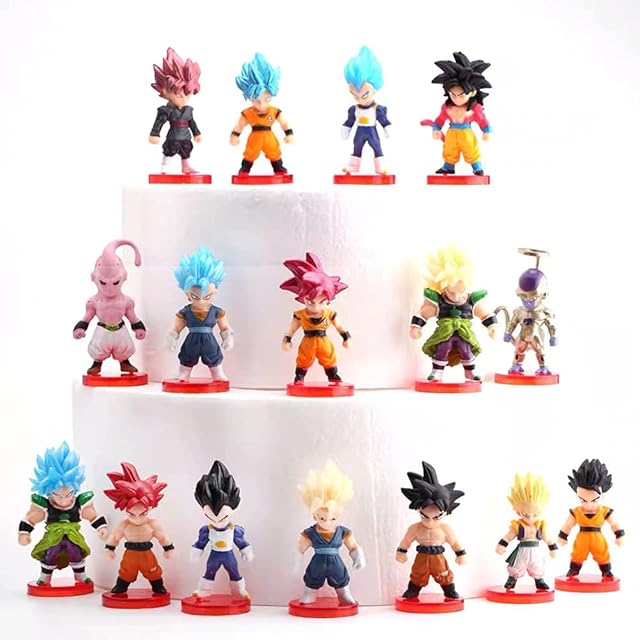 16-piece dragon ball cake decoration, dragon ball Z party supplies, 3 inch Wukong figure cake decoration set, dragon ball toy collection gift