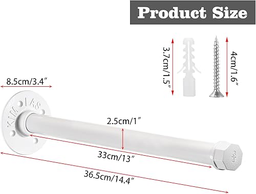 Miniatura 3 de Sumnacon 2 barras de ropa industrial de 14 pulgadas  Percha de metal rústico resistente con tornillos, soporte para ropa montado en la pared para