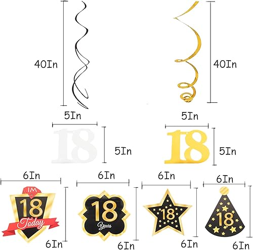 Miniatura 135 de LINGTEER Happy 65th Birthday Decorations Set - 12Pcs Black & Gold Swirls Streamer,Happy Birthday Bunting Banner,Cheers to 65 Years Old Bday Party