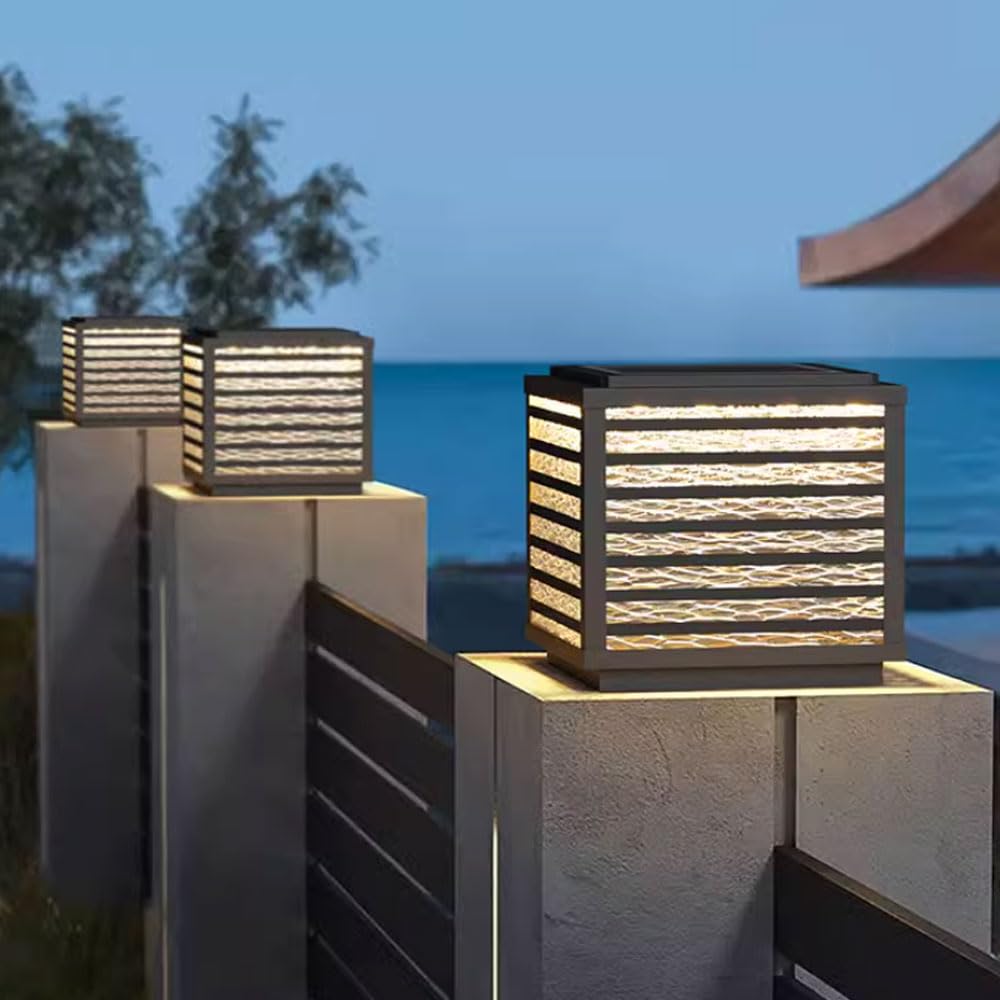 Solarne lampy słupkowe, zewnętrzne oprawy oświetleniowe do słupka ogrodzeniowego, wodoodporne czapki kolumnowe, lampy do ogrodu, patio, ścieżki, filaru