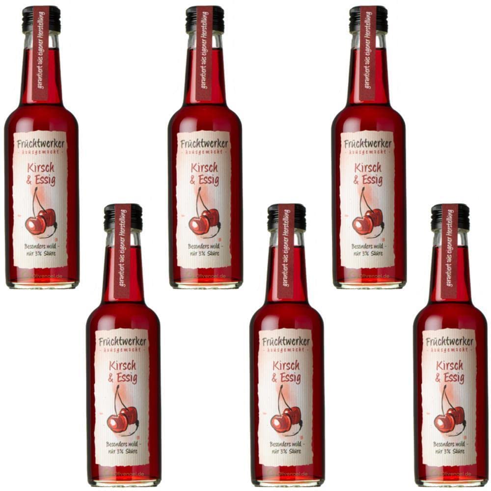 Fruchtwerker | Kirsche & Essig | Mit Saft aus echten Früchten| 6er Pack | 6x 250ml Glasflasche