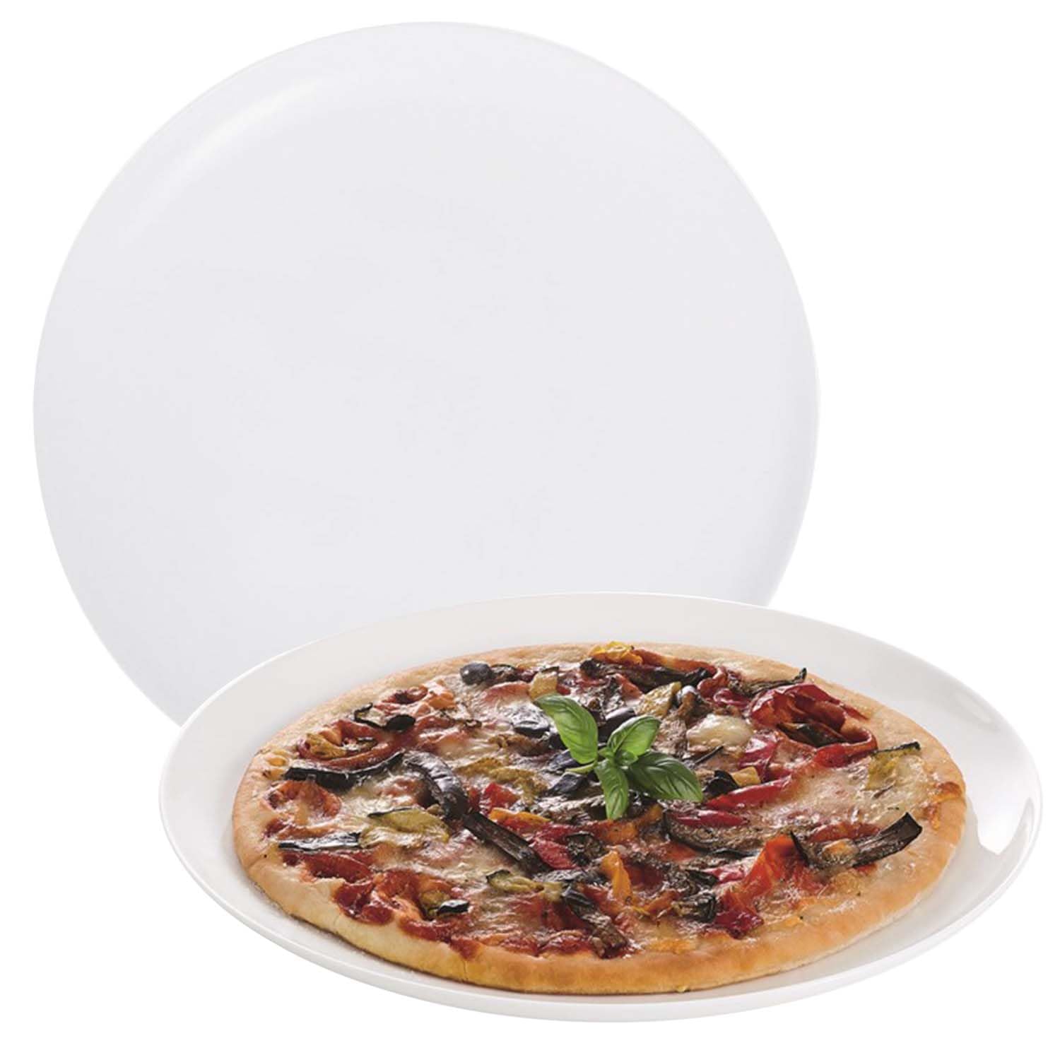 UNIQUE HOME LIVING 32cm Porcelain Pizza Plate Set, Pizza Serving Dish Plates, White Porcelain Tableware, Dishwasher & Microwave Safe - Set of 2