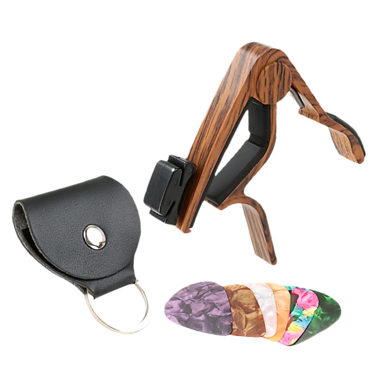 Abaodam 4sätze Gitarre Capo Set Mit Plektren Und Halter Geeignet Für Akustikgitarre Gitarre Ukulele Und Banjo Zubehör Für Musiker Einfach Zu Bedienen Und Langlebig