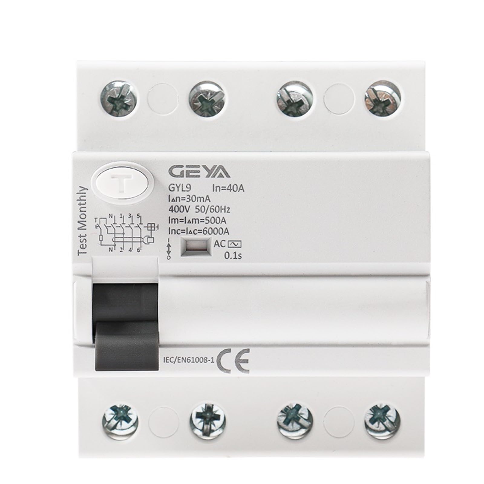 YFHGULBTK GYL9 AC Residual Current Circuit Breaker Differential Safety Switch 4P 25A 40A 63A 80A 100A ELCB 30mA 100mA 300mA(300mA,4P 63A)