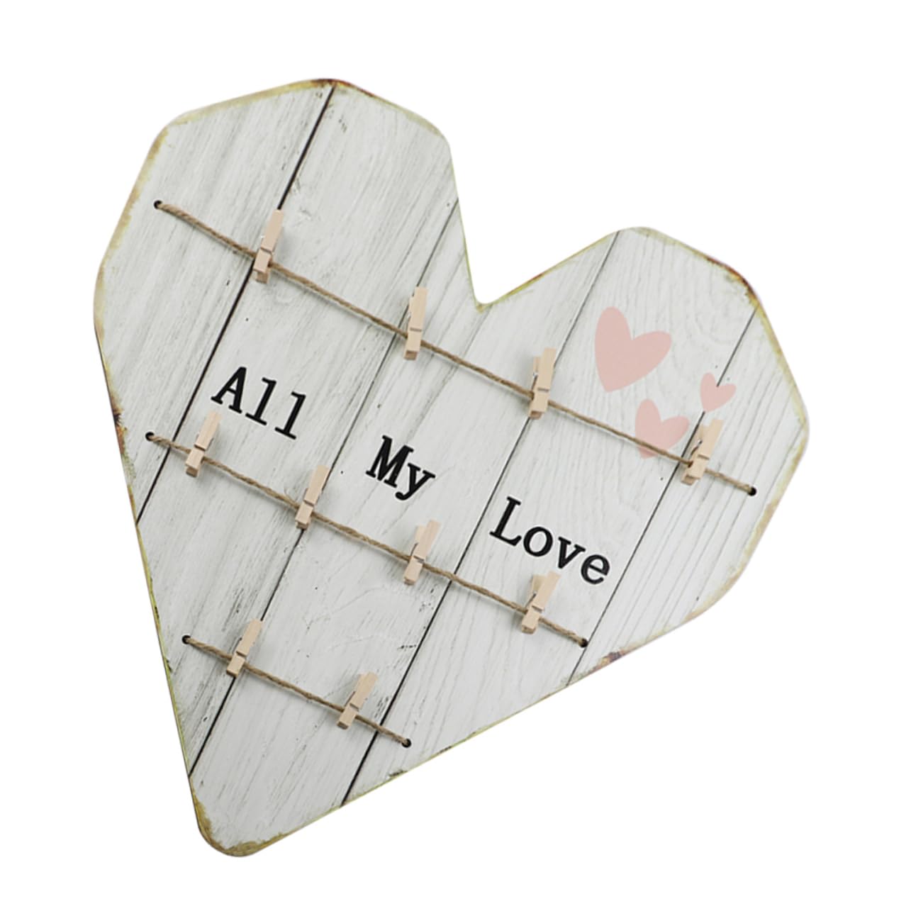 Portafoto da Muro a Cuore in Legno Beige Stile Rustico | Decorazione Parete Farmhouse, per Anniversario e Thanksgiving, per Natale e Capodanno