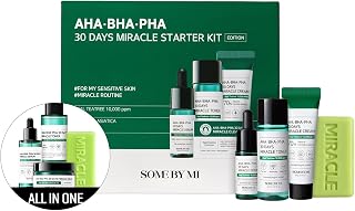 SOME BY MI AHA BHA PHA 30Days Starter Kit - Toner 1.01Oz, Serum 0.33Oz, Cream 0.7Oz, Cleansing Bar 1.05Oz - Mild Exfoliating Daily Skin Care Set - Acne, Sebum and Oiliness Care - Korean Skin Care