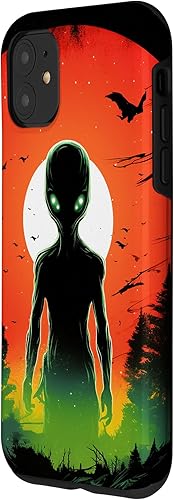 Vista 8 de iPhone 14 Pro Cute Green Alien Head UFO Space Face Alien Case
