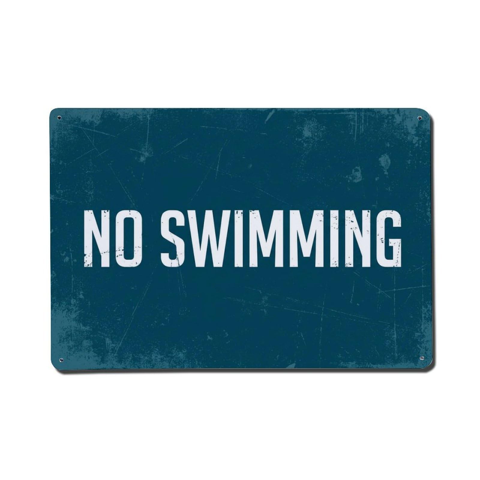 Vintage Text with No Swimming Metal Tin Sign