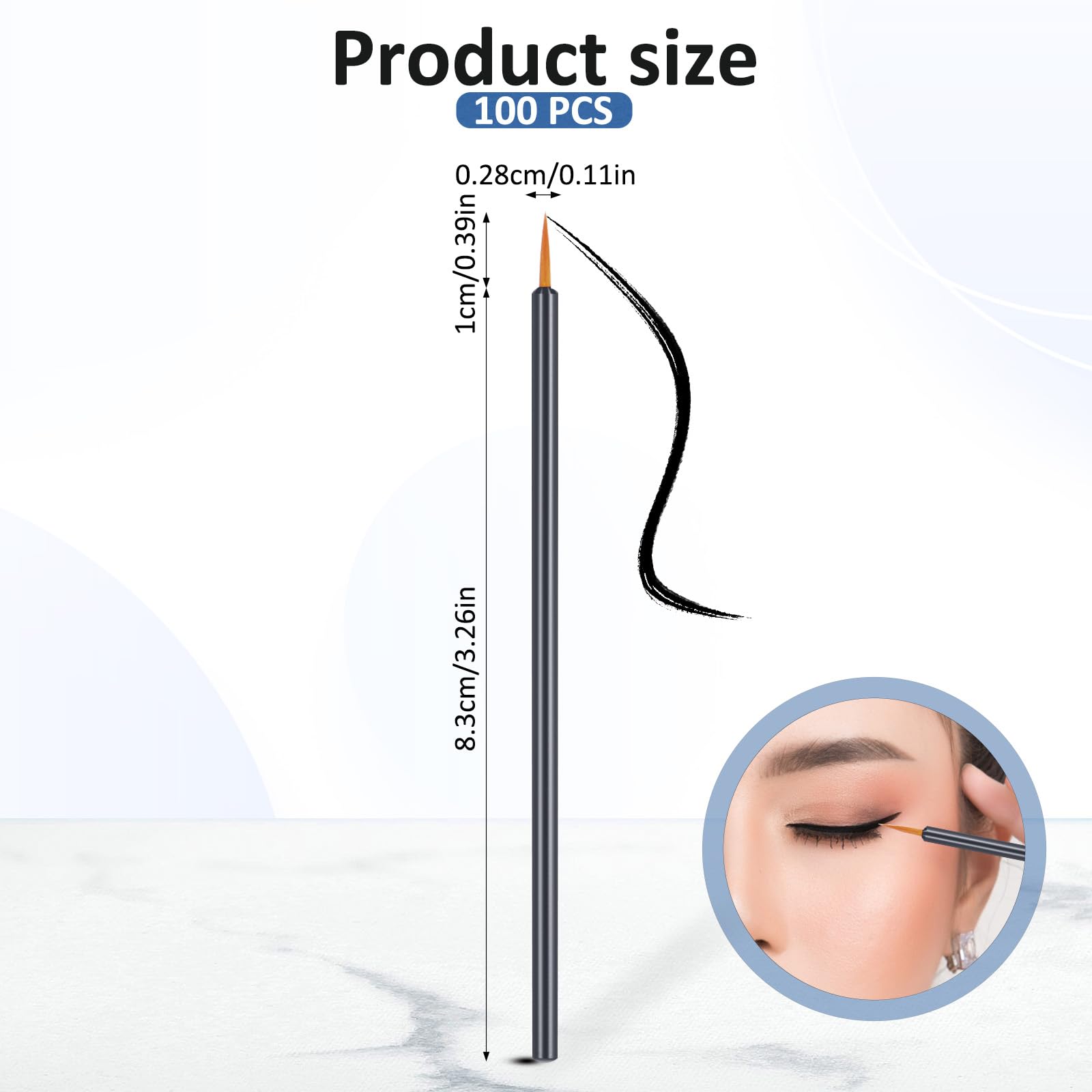 BOHUIZ 100 Pack Disposable Eyeliner Brushes, Ultra-fine Point Eyeliner Tool Applicator - Image 2