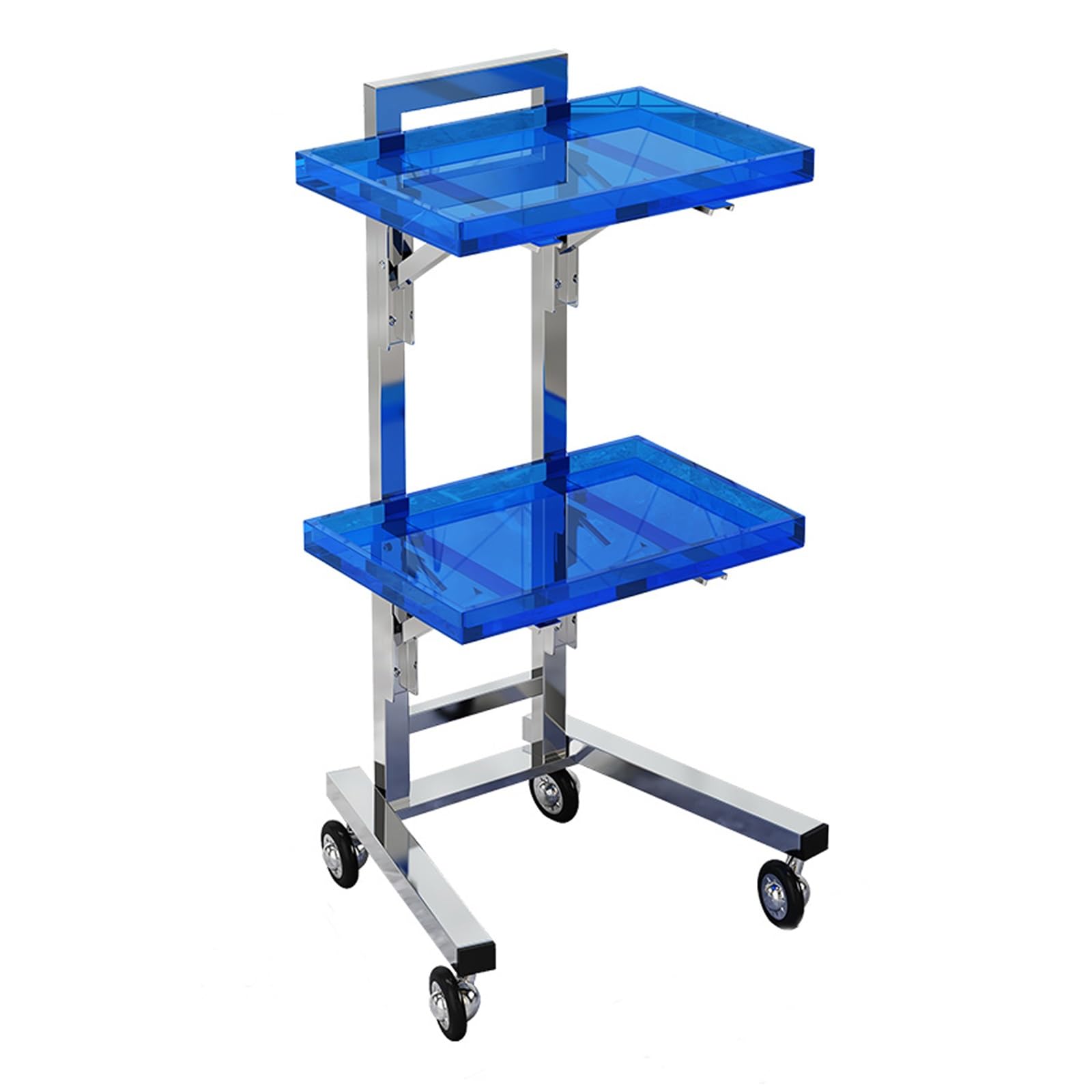 LJYKBFL Tool Trolley rolling Cart, Metal candy cart with Double Storage Tray, Metal rolling kitchen cart, for Beauty Hair Salon Tattoo Spa Clinic Medical(Blue)