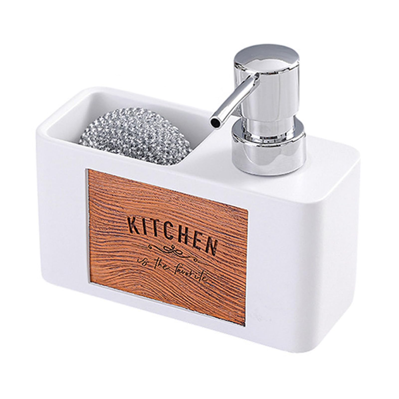Kitchen Soap Dispenser with Sponge Holder, 2 in 1 Countertop Soap Pump Dispenser for Kitchen Dishwashing with Sponge Holder