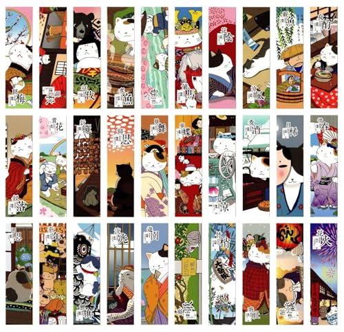 Cute Funny Animal Theme Colorful Bookmarks, 30 PCS (Japanese Cats) Cute Funny Animal Theme Colorful Bookmarks, 30 PCS (Japanese Cats)