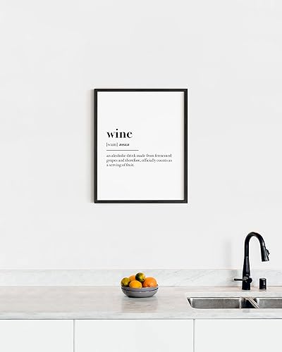 Miniatura 5 de HAUS AND HUES Impresiones de vino (12 x 16, marco negro)  Divertidas citas de vino arte de pared para dormitorios universitarios, decoración de