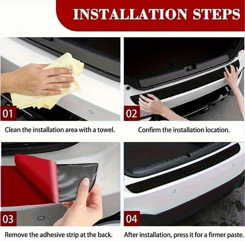 41In Car Bumper Stickers Rear Bumper Protector Guard, Anti-Scratch Abrasion Rubber Trunk Door Entry Sill Guard, Non-Slip Vehicle Trim Cover Protection Strip, Car Accessories for Cars and SUV (Black)