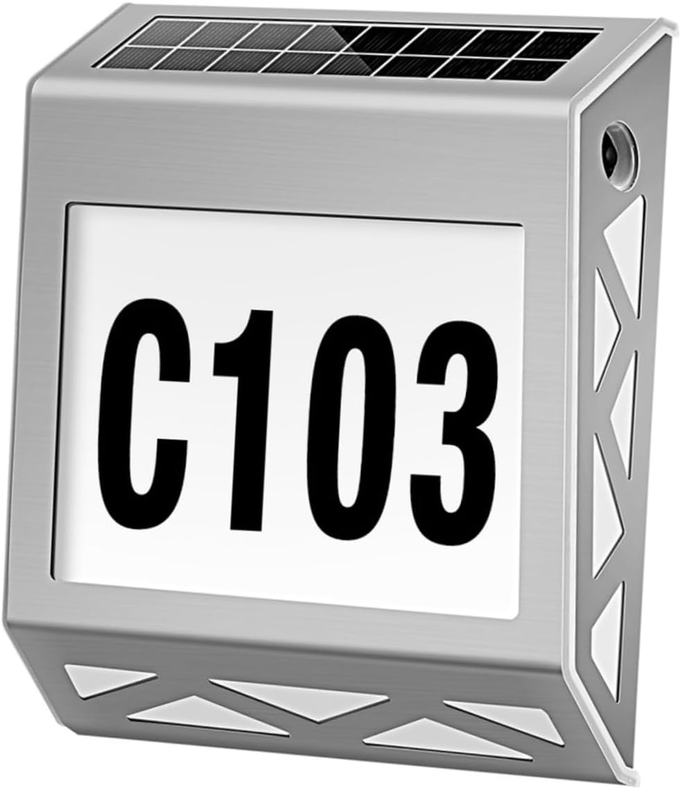 Mipcase 1set Solar Lighted Address Sign Lamp Solar House Number Light for Outdoor Use Garden Patio and Pathway