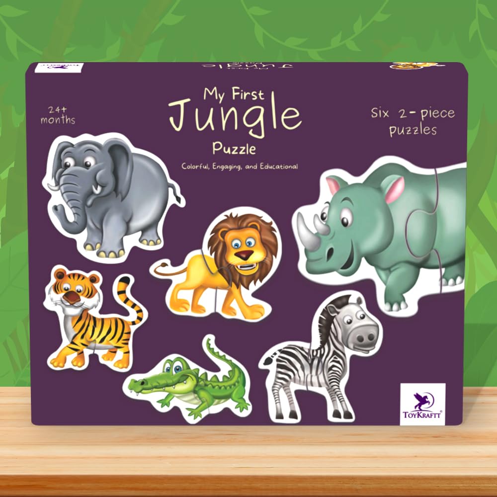 TOYKRAFTT Animal Puzzles for Kids Age 2-3 Years - 2 Piece Educational Jungle Toy for Brain Development - Birthday Gift for 2+ Year Old Boys & Girl
