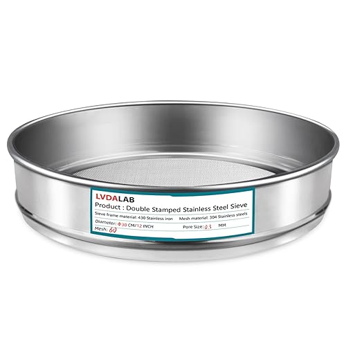 Miniatura 39 de Tamiz de Malla de Pantalla de Acero Inoxidable 304 para Laboratorio, Tamiz de Prueba de Abertura de 4 Mallas (4.75mm), Diámetro de 12 Pulgadas