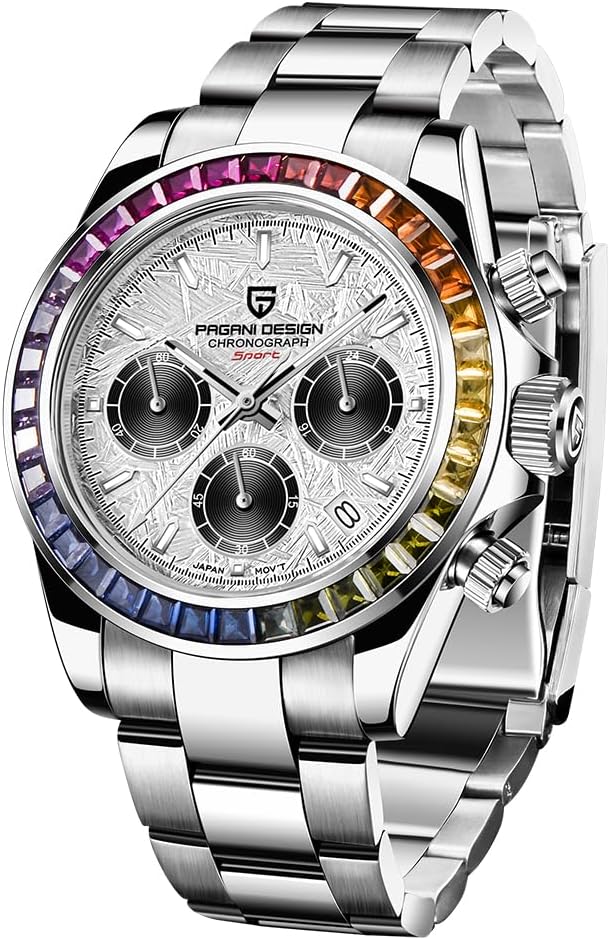 RollsTimiPagani Design Herrenuhr Multifunktions-Sportuhr Quarz-Chronograph Japan VK63 Uhrwerk Edelstahlarmband Automatik Datum