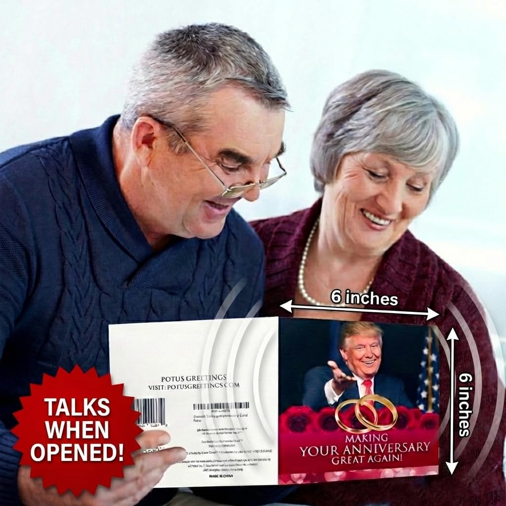 Talking Trump Anniversary Card with Donald Trump's Real Voice Recording - Funny Card for Couple, Husband & Wife - Opens & Plays Audio Message - Collectible Novelty Greeting Card with Envelope