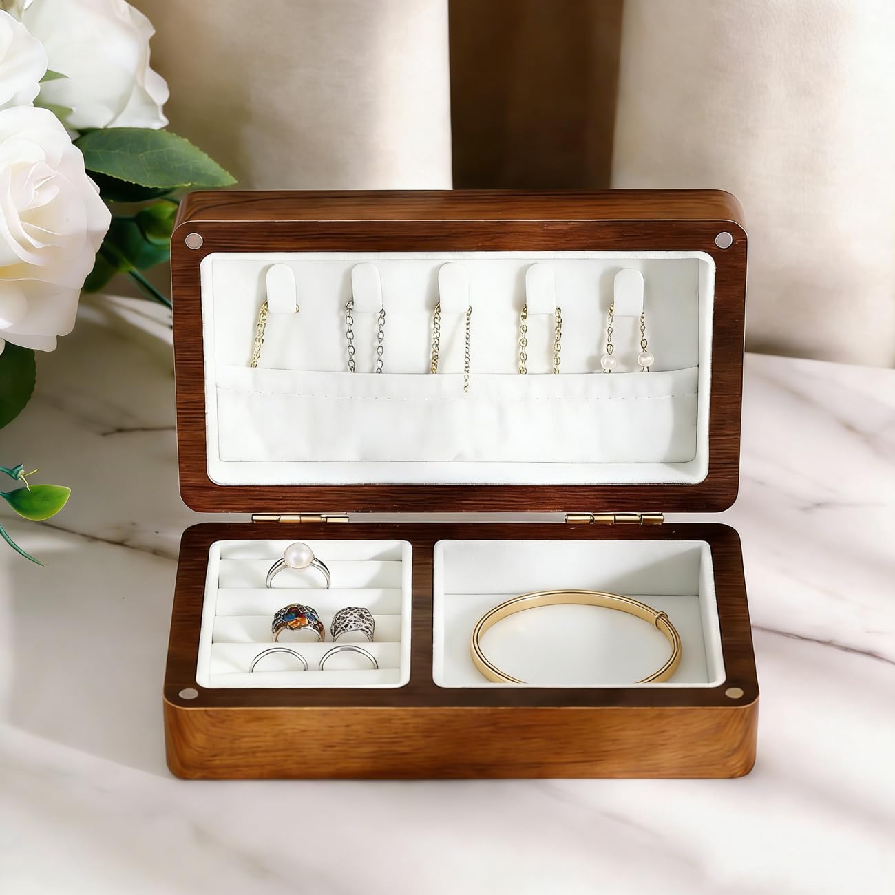 Boîte à bijoux bois de noyer Honeystore, une idée cadeau intemporelle pour homme et femme