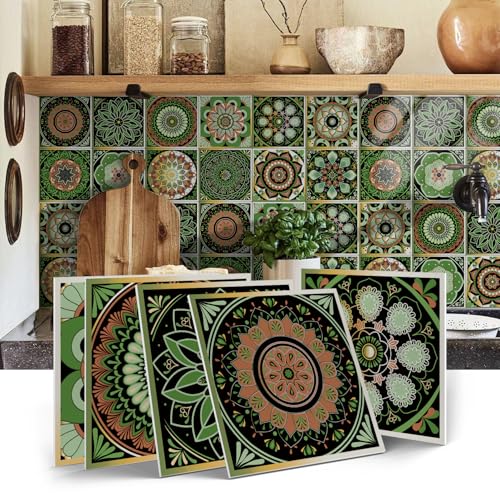 Peel and Stick 3D backsplash Tile Stickers for Kitchen Bathroom Vanity RV,Adhesive 6x6''Mandala wall Tiles Stick on backsplash Tile with Mandala Pattern
