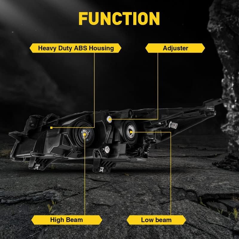 Headlight Assembly Pair, Compatible with 2010-2013 Mazda 3 2.0/2.5L, Chrome Housing & Clear Lens, OE-Style Replacement Headlight Assembles