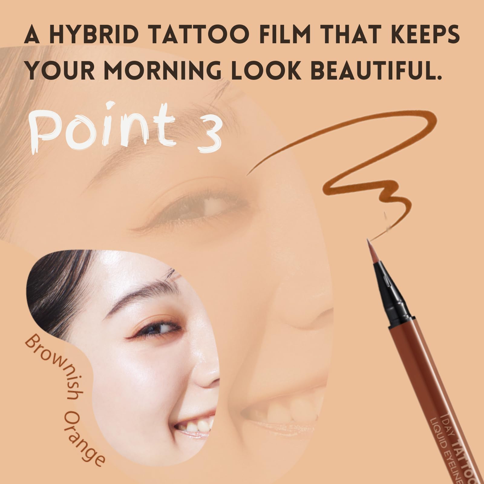 K-Palette 1DAY TATTOO Liquid Eyeliner 04 Brownish Orange 0.67ml, 0.67 ml (Pack of 1) - Image 4