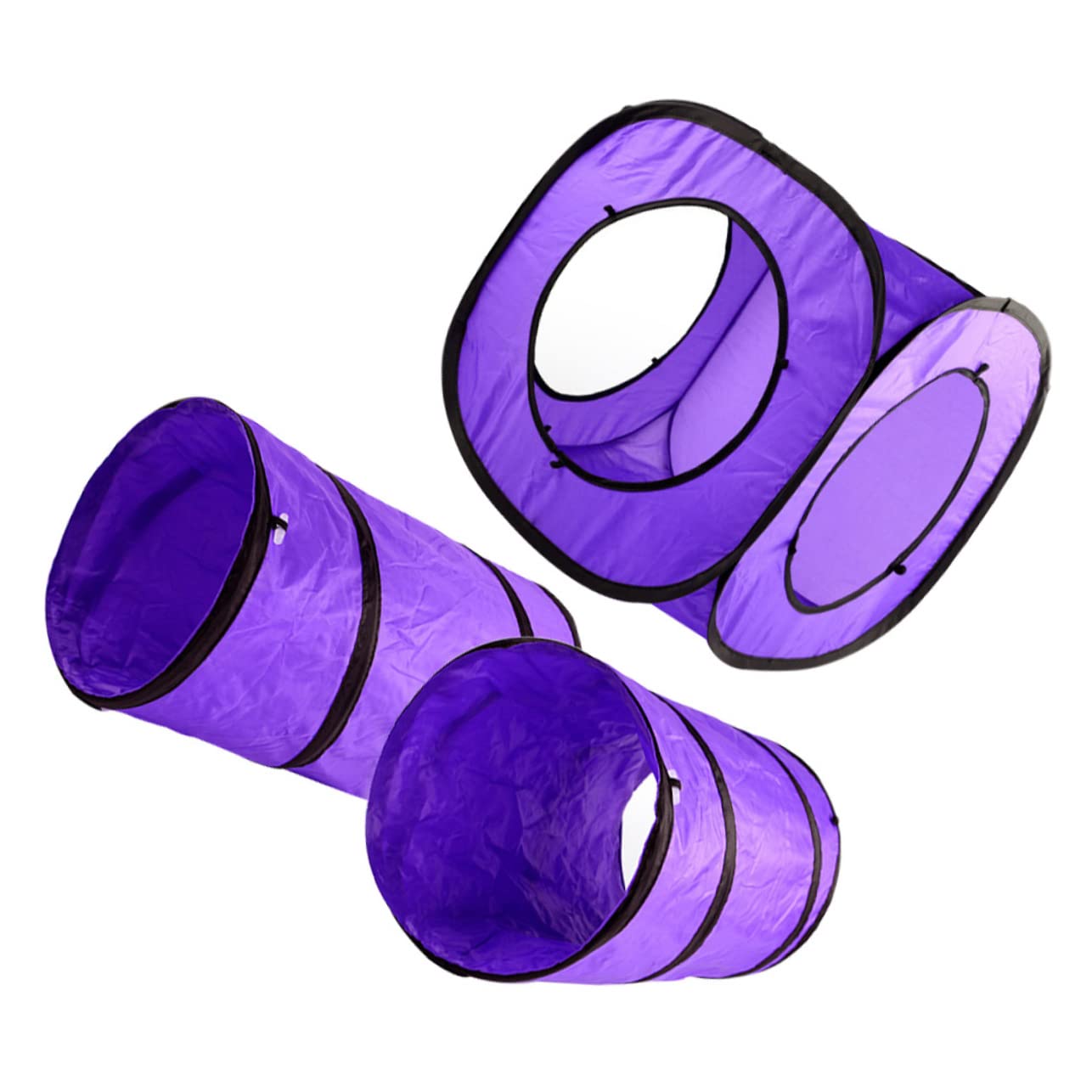 Katzentunnel Spielzeug 3 Stück, Faltbar, Polyester, Violett