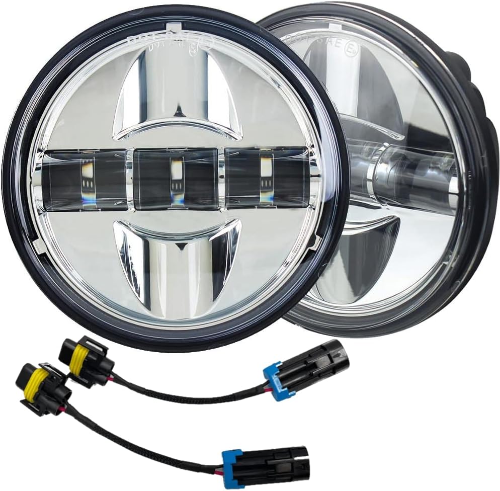 Eagle Lights Chrome Generation III 4.5 Inch LED Passing Lights and Adapter Harness for Indian® Roadmaster®