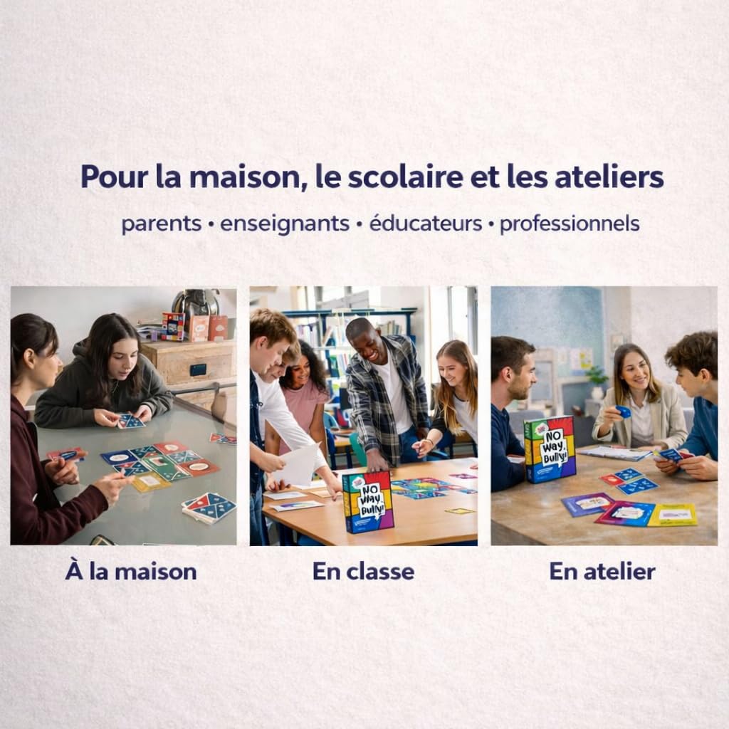 Topla | No Way, Bully! | Jeu Contre Le harcèlement Scolaire et Le cyberharcèlement | 10–18 Ans | 2 à 30 Joueurs | Parents, Enseignants & Professionnels | Livret Pratique 24 Pages