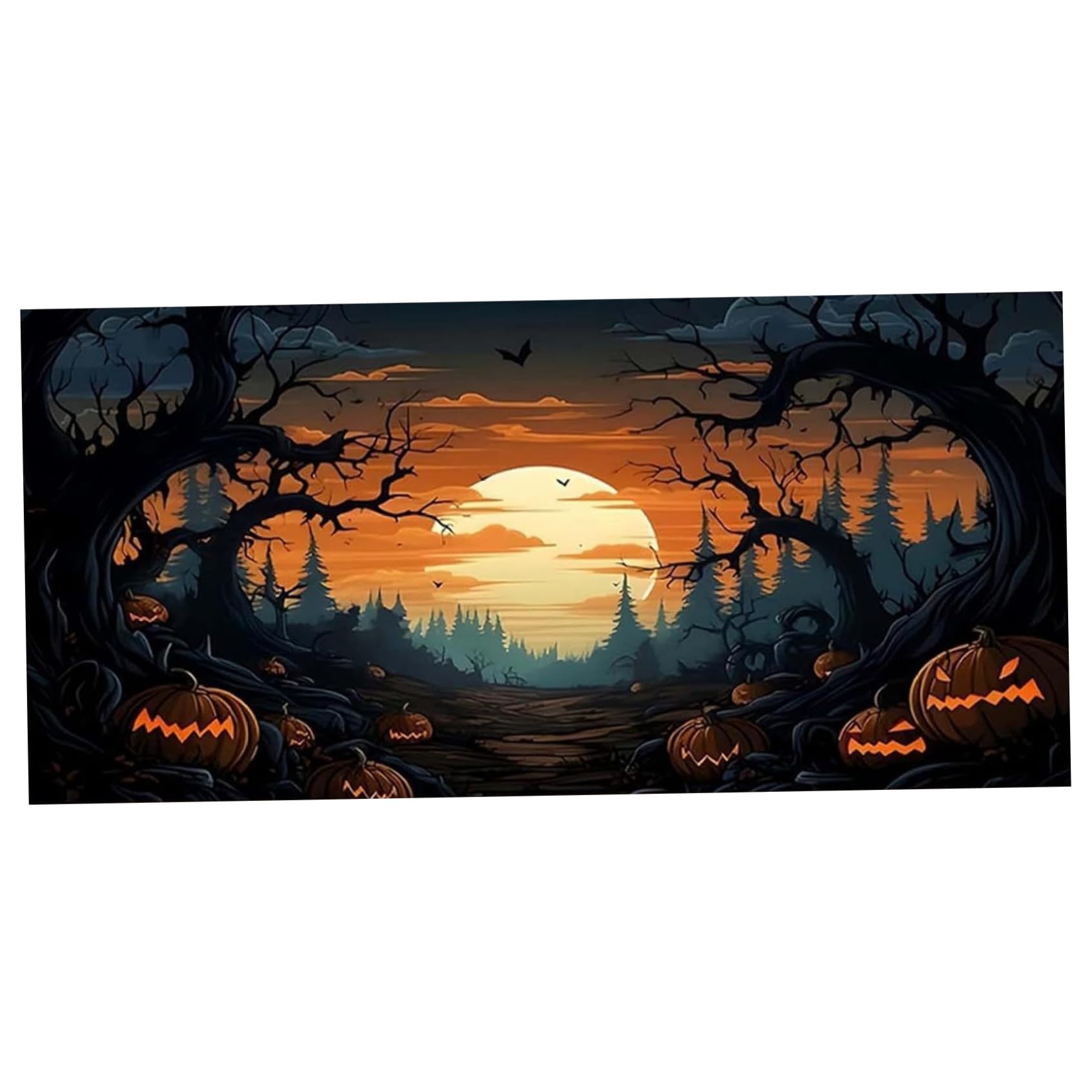 Pesoncarl Halloween Garage Door Cover, 8x7ft Bat Pumpkin Halloween Garage Door Decorations, Hanging Banner with Rope for Outdoor Home Yard Wall Background, Creepy