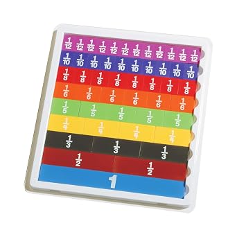edxeducation Fraction Tiles with Tray | Set of 51 | Rainbow Tiles | Early Math Manipulative | Teach Fractions and Equivalents