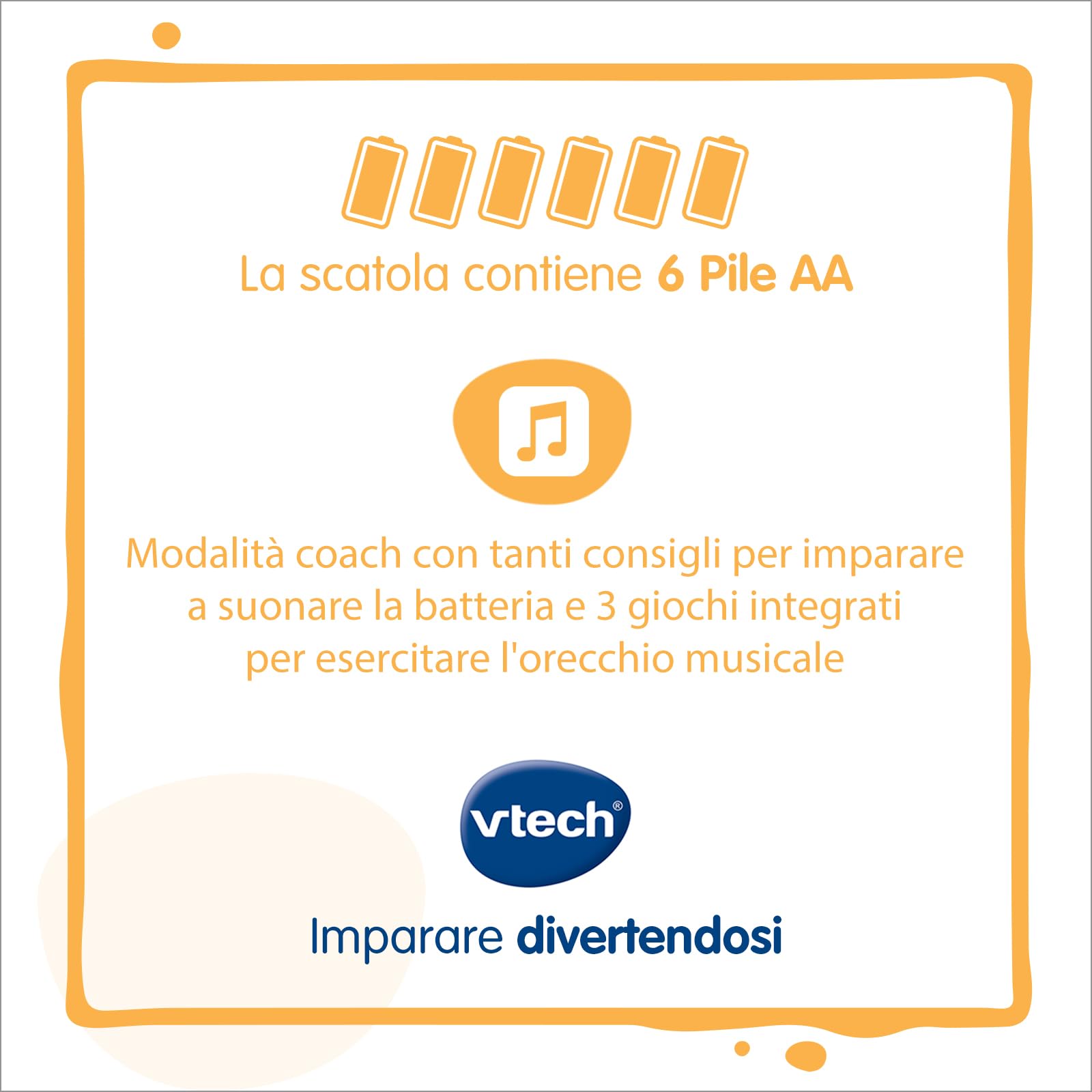 VTech Kidi DJ Drums, Batteria Elettronica per Bambini con Pad Luminosi, Giochi Musicali, Modalità Bluetooth e Microfono Integrato, Bacchette Incluse, Lingua Italiana, Batterie Incluse, 6+ Anni