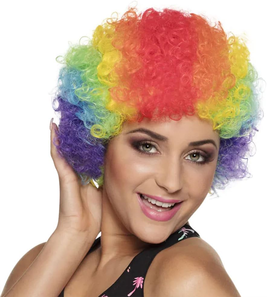 Boland 85859 – Wig Pop, Multi-Coloured, Synthetic Hair, Curly, Rainbow Colours, for Adults, Accessory, Costume Accessories, Clown, Bat Move, Christopher Street Day, Theme Party, Carnival