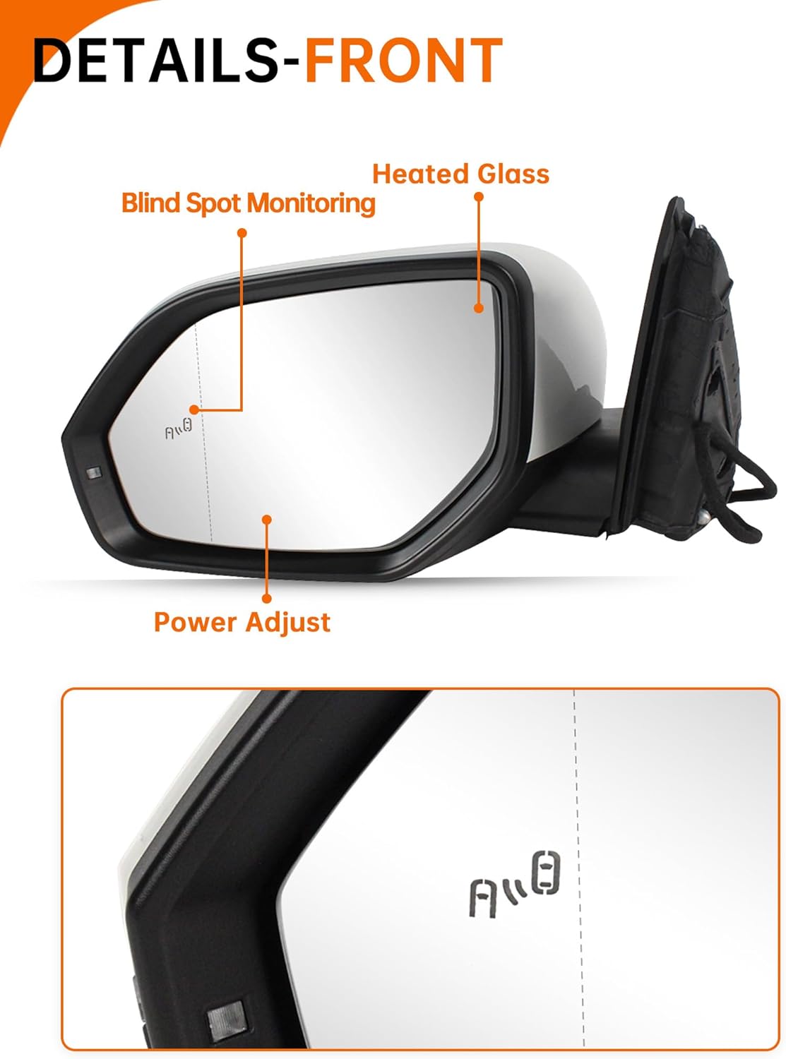 Left Driver Side Mirror Fit for 2018 2019 2020 2021 2022 2023 2024 Volkswagen Atlas, Heated Side Mirror With blind spot Power Adjust Turn signal (White Painted, 6+2 Pins)