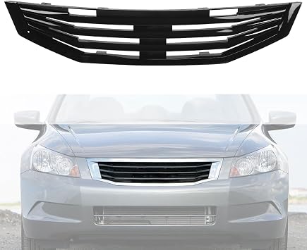 Fit For Accord 4DR Sedan JDM Mugen Style 2008 2009 2010 Glossy Block Horizontal Front Hood Grille