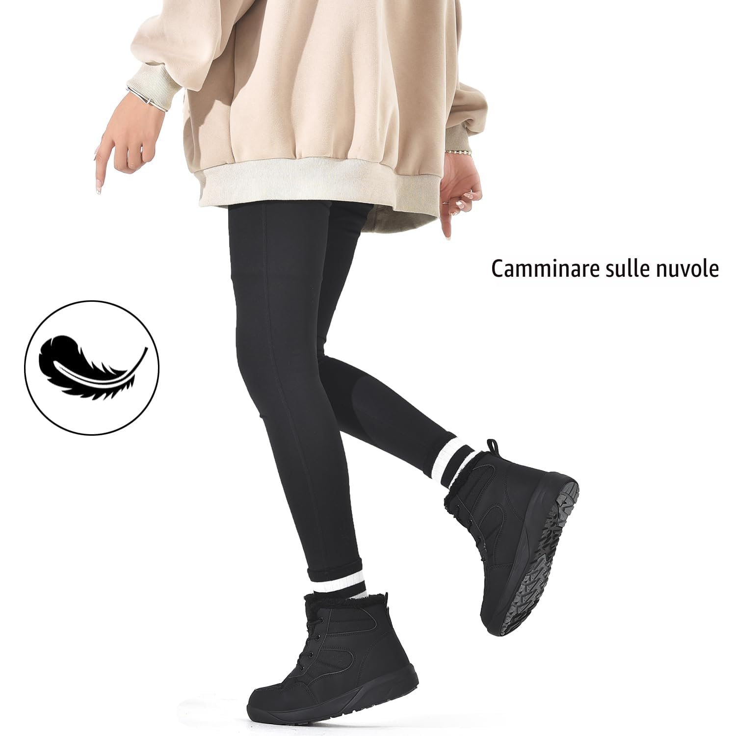 ChayChax Stivaletti da Neve Donna Stivali Invernali Scarponcini Foderato Caldo Scarpe Inverno Impermeabili Stivaletti con Stringate