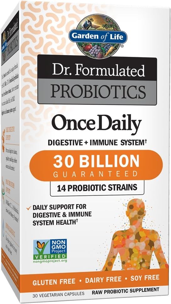 Dr. Formulated Probiotics Once Daily - 30 Billion CFU - Daily Probiotic for Gut Health & Immune Support - 30 Vegetarian Capsules