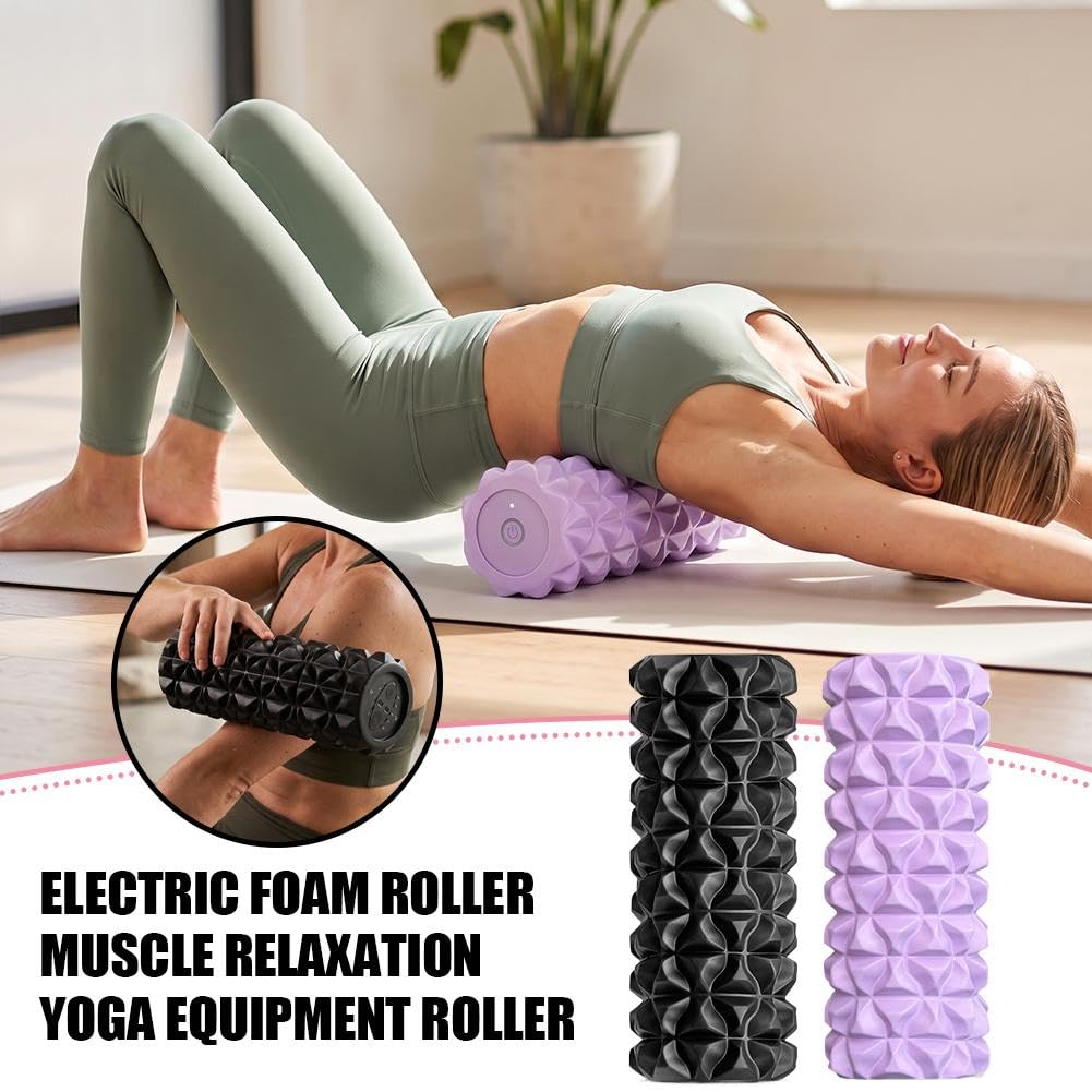Rullo vibrante in schiuma, ricaricabile, ad alta densità, con 5 velocità e 6 ore di vita, per alleviare il dolore alla schiena, recupero muscolare, fisioterapia, spalle, gambe, vita, piedi e esercizi