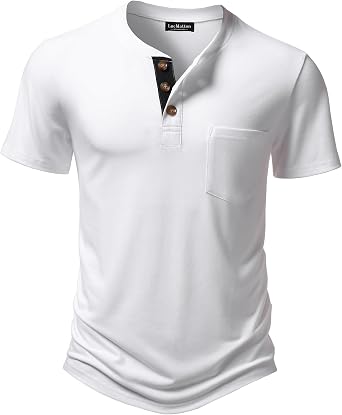 LucMatton Mens Lightweight Short Sleeve Henley T Shirt