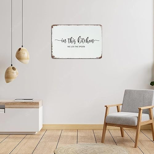 Miniatura 4 de Autravelco Letreros de metal personalizados para exteriores en esta cocina, We Lick The Spoon, decoración del hogar, letrero de metal de aluminio