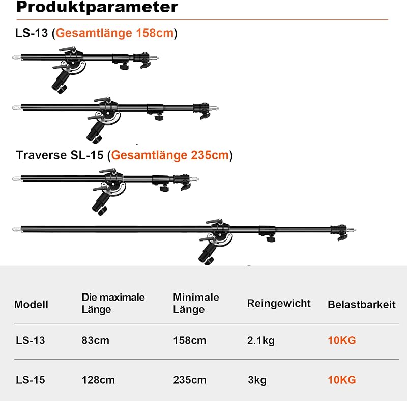 soonpho Boom Arm Pro 83-158 cm Teleszkópos Kiterjesztő Kar Súlyozó Táskával Fotóstúdió